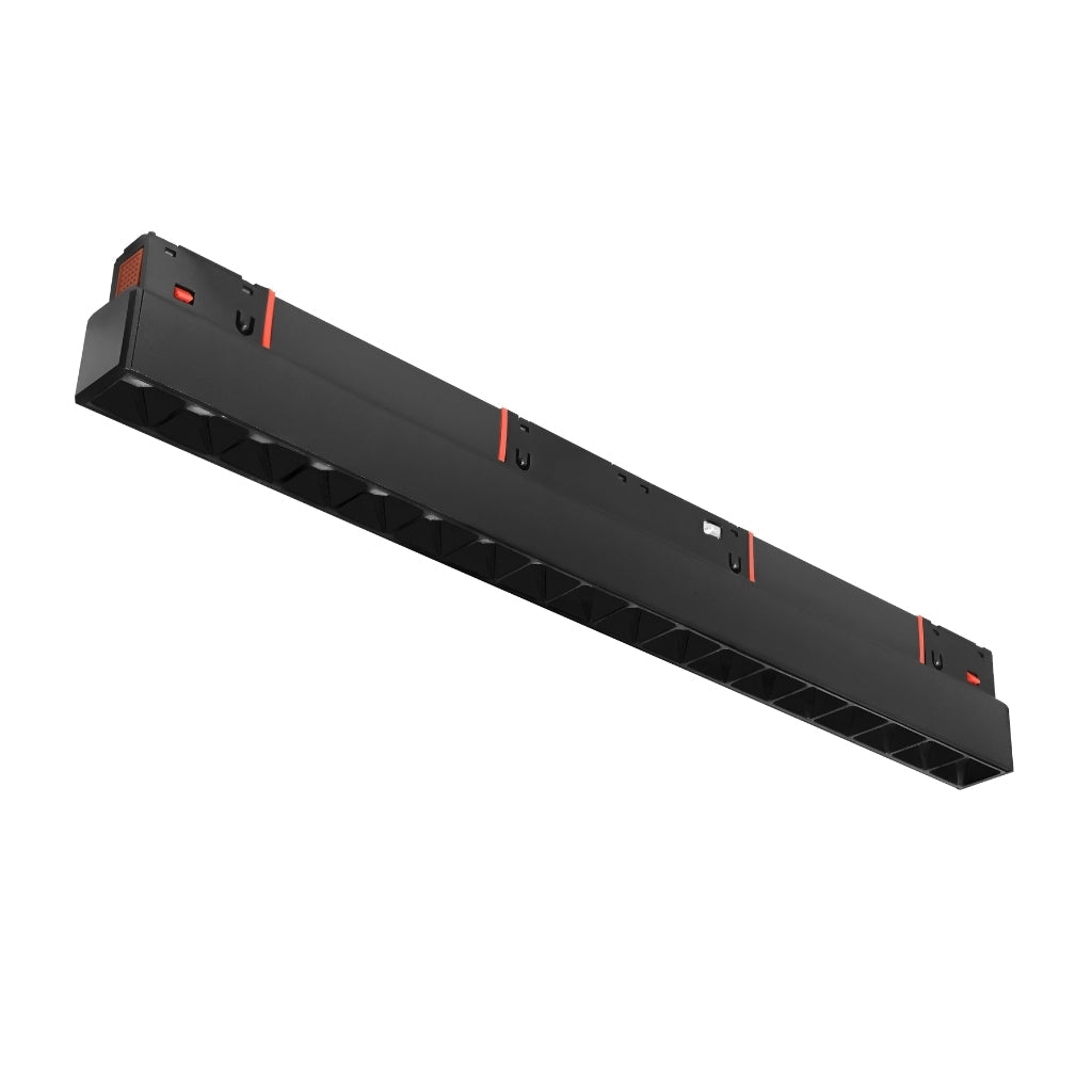Luminario tipo rectangular puntual 18W 24° 18 cuerpos ópticos 48V cambio de color de luz vía app o iterruptor físico de cálido a frío - 2700K - 4100K - 5500K, para riel magnético de iLumileds