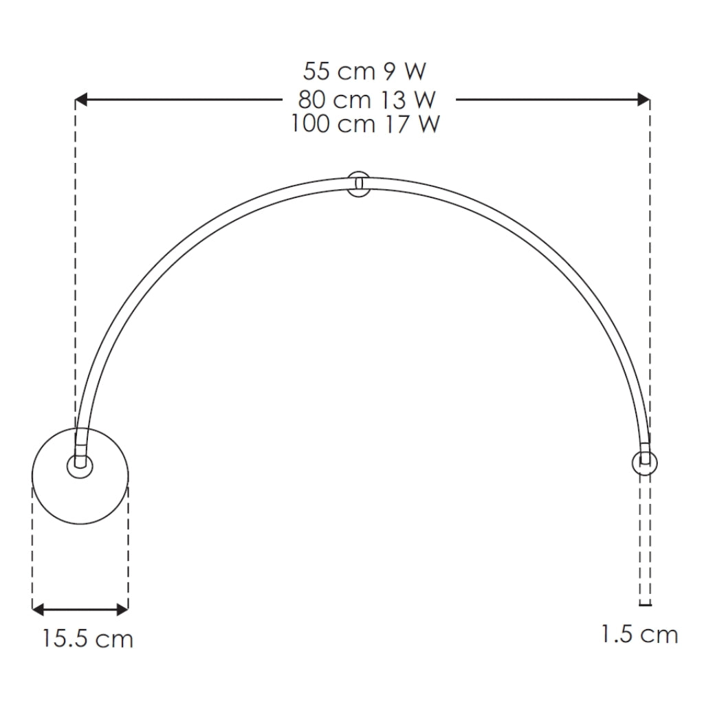 Luminario semi-circular RUB CUBE  luz indirecta 9W luz cálida (3000K) 100-240V, acabado negro, incluye accesorios para fijación y conexión de iLumileds