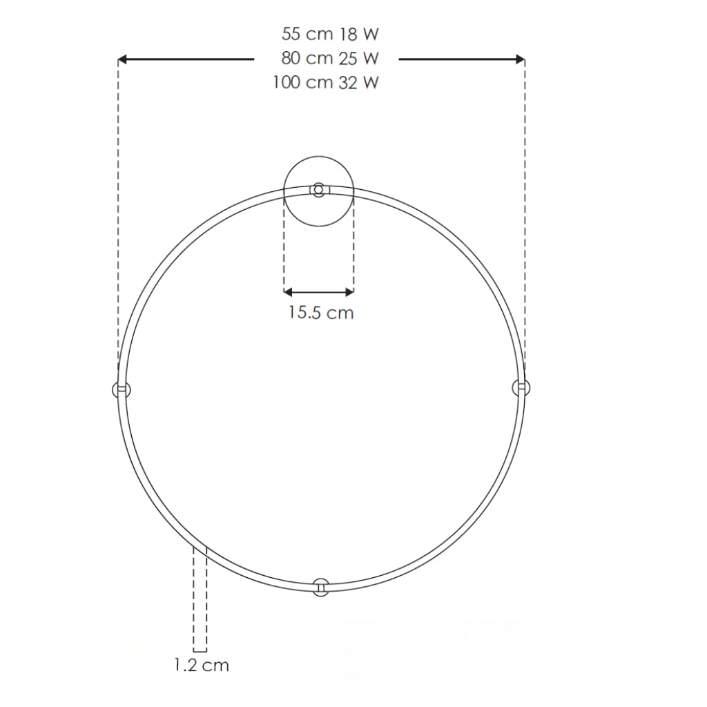 Luminario circular Ø80cm RUB CUBE luz indirecta 25W luz cálida (3000K) 100 - 240V, acabado negro, incluye accesorios para fijación y conexión de iLumileds