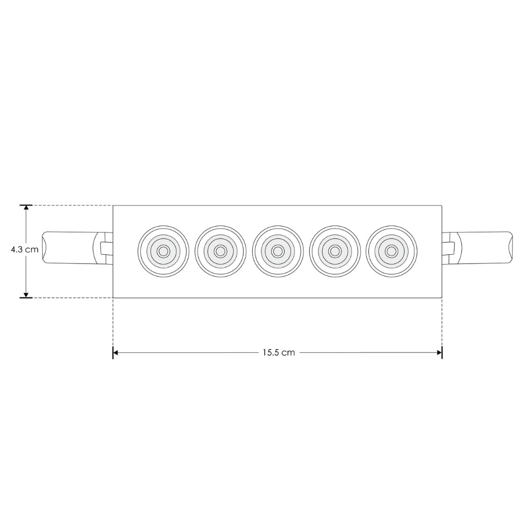 Luminario rectangular puntual 10W 36° bajo deslumbramiento, acabado blanco con 5 cuerpos con chips marca Osram 85-277V de iLumileds