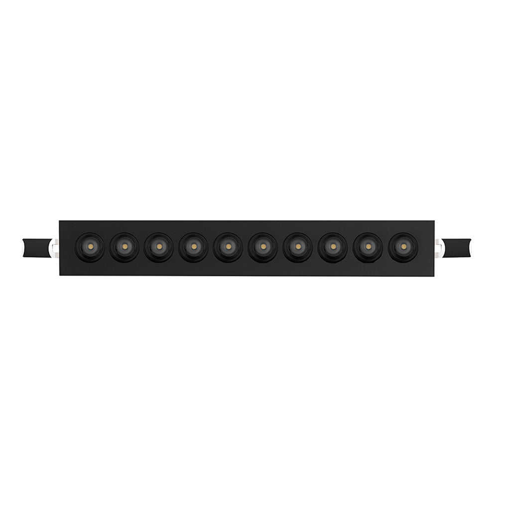 Luminario rectangular puntual 20W 36° bajo deslumbramiento, acabado negro con 10 cuerpos con chips marca Osram 85-277V de iLumileds