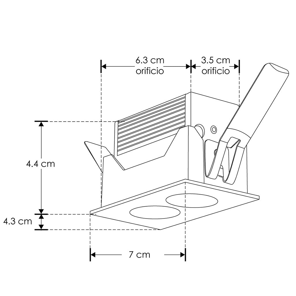 Luminario rectangular puntual 4W 36° bajo deslumbramiento, acabado blanco con 2 cuerpos con chips marca Osram 85-277V de iLumileds