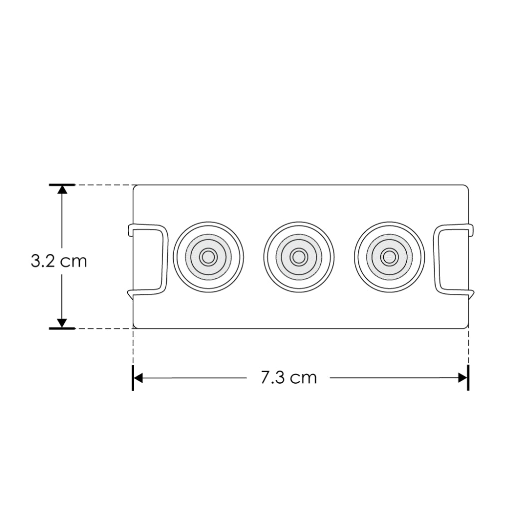 Luminario rectangular slim puntual 6W 36° CRI90 bajo deslumbramiento, todo negro con 3 cuerpos, opciones color de luz 85-277V de iLumileds