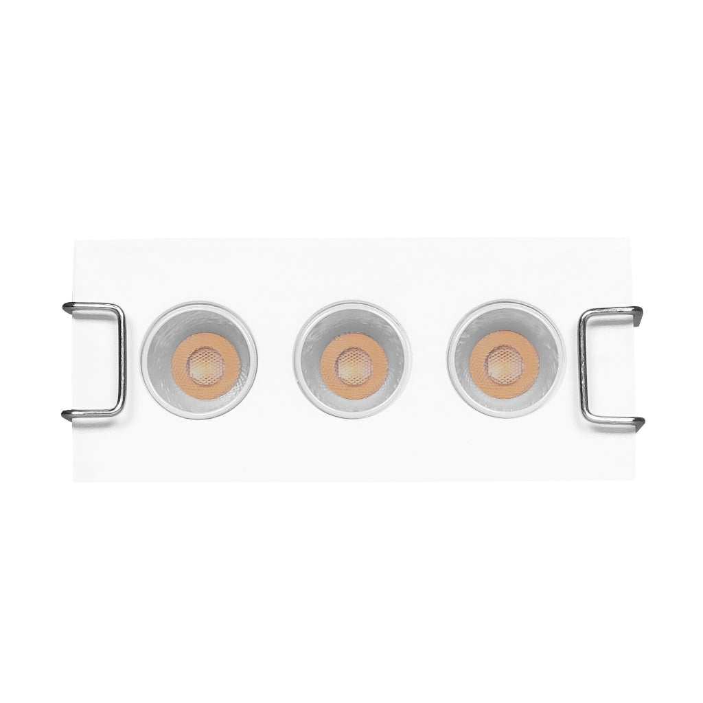 Luminario rectangular slim puntual 6W 36° CRI90 bajo deslumbramiento, todo blanco con 3 cuerpos, opciones color de luz 85-277V de iLumileds