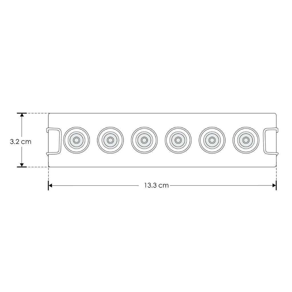 Luminario rectangular slim puntual 9W 36° CRI90 bajo deslumbramiento, todo negro con 6 cuerpos, opciones color de luz 85-277V de iLumileds