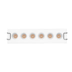 Luminario rectangular slim puntual 9W 36° CRI90 bajo deslumbramiento, todo blanco con 6 cuerpos, opciones color de luz 85-277V de iLumileds