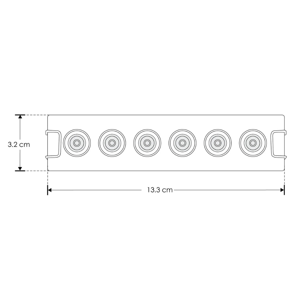 Luminario rectangular slim puntual 9W 36° CRI90 bajo deslumbramiento, todo blanco con 6 cuerpos, opciones color de luz 85-277V de iLumileds