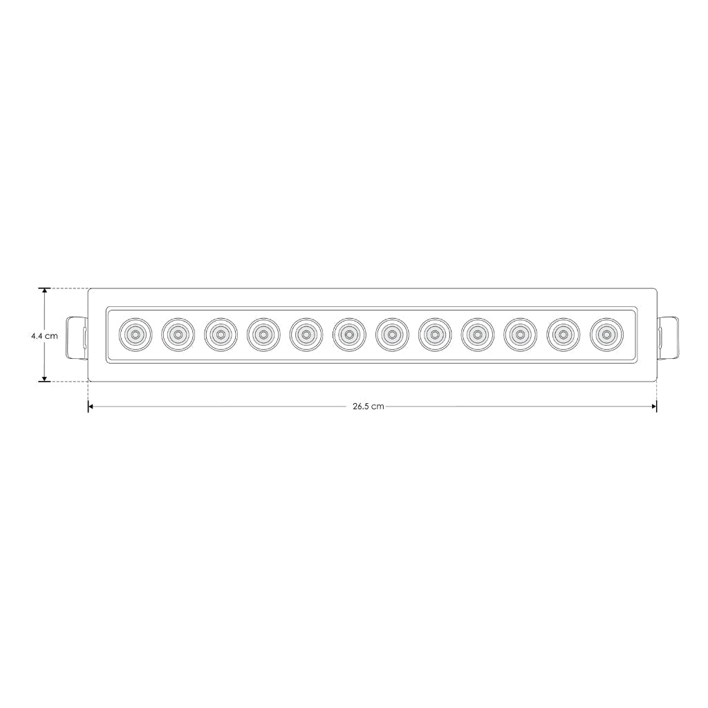 Luminario  rectangular dirigible slim puntual 18W 36° CRI90 bajo deslumbramiento, todo blanco con 12 cuerpos, opciones color de luz 85-277V de iLumileds