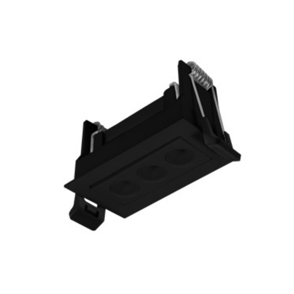 Luminario rectangular dirgible slim puntual 6W 36° CRI90 bajo deslumbramiento, todo negro con 3 cuerpos, opciones color de luz 85-277V de iLumileds