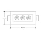 Luminario rectangular dirgible slim puntual 6W 36° CRI90 bajo deslumbramiento, todo negro con 3 cuerpos, opciones color de luz 85-277V de iLumileds