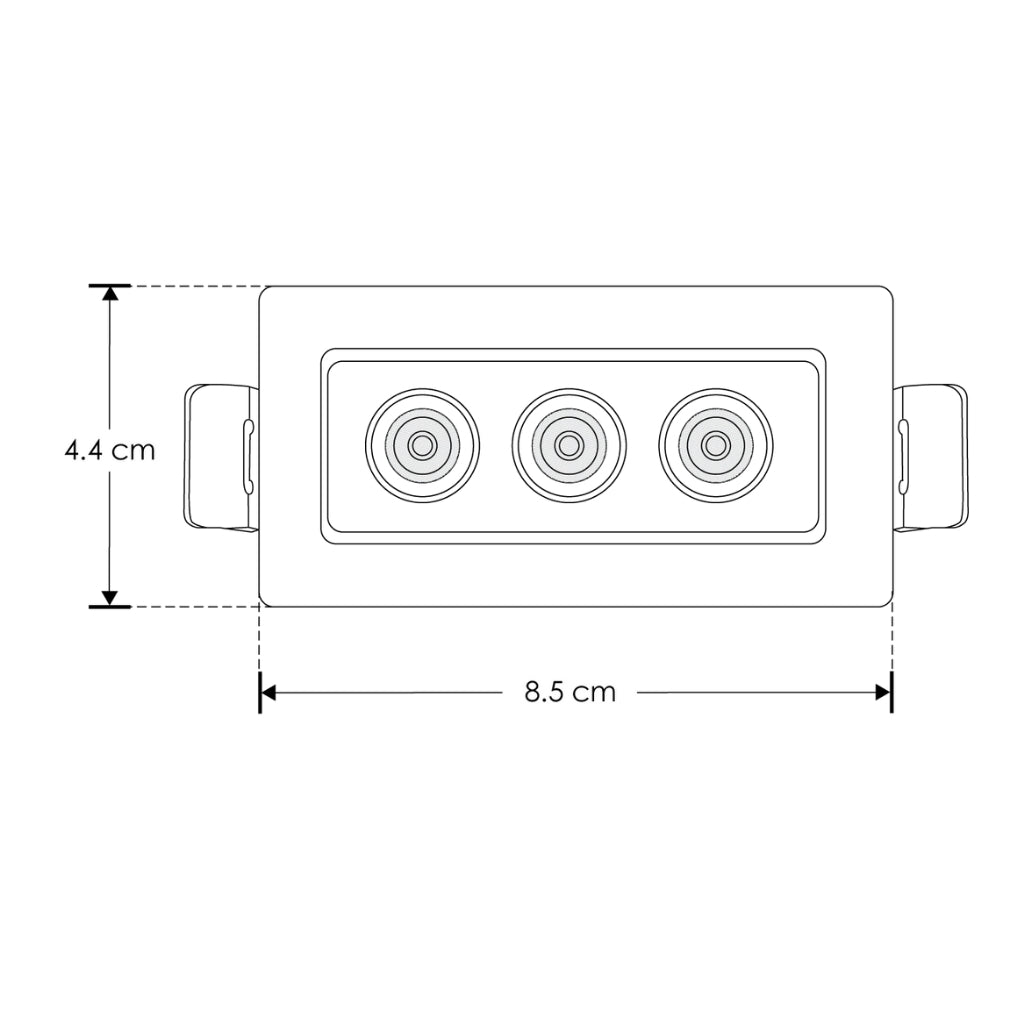 Luminario rectangular dirigible slim puntual 6W 36° CRI90 bajo deslumbramiento, todo blanco con 3 cuerpos, opciones color de luz 85-277V de iLumileds