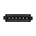 Luminario rectangular dirigible slim puntual 9W 36° CRI90 bajo deslumbramiento, todo negro con 6 cuerpos, opciones color de luz 85-277V de iLumileds