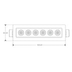 Luminario rectangular dirigible slim puntual 9W 36° CRI90 bajo deslumbramiento, todo negro con 6 cuerpos, opciones color de luz 85-277V de iLumileds