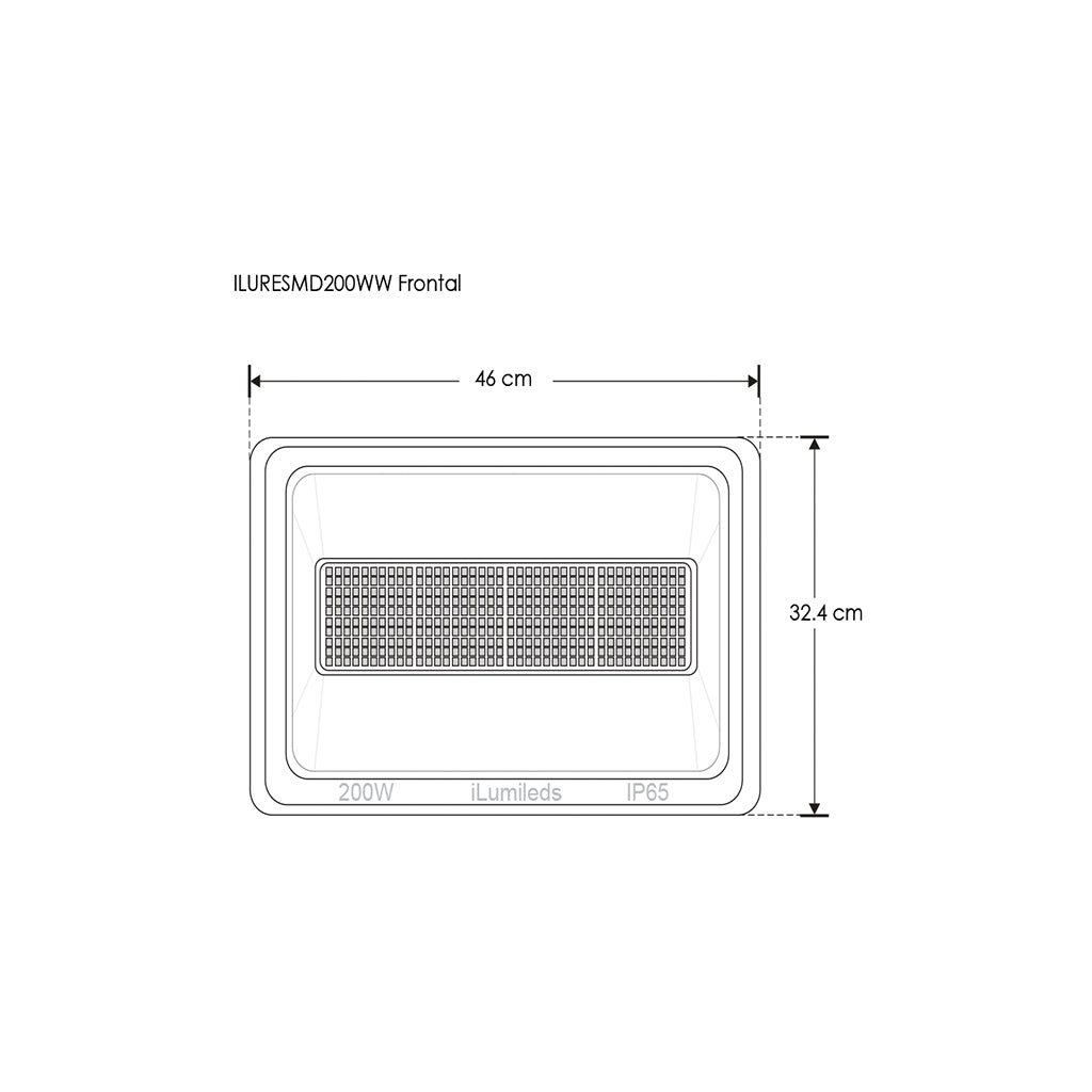 Reflector LED plano 200W 120° fabricado en aluminio, color de luz cálido y frío de iLumileds