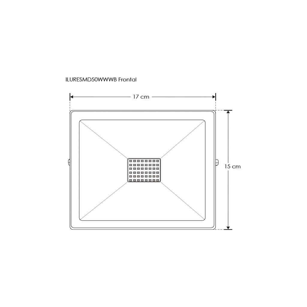 Reflector LED plano 50W 120° fabricado en aluminio y color de luz de iLumileds