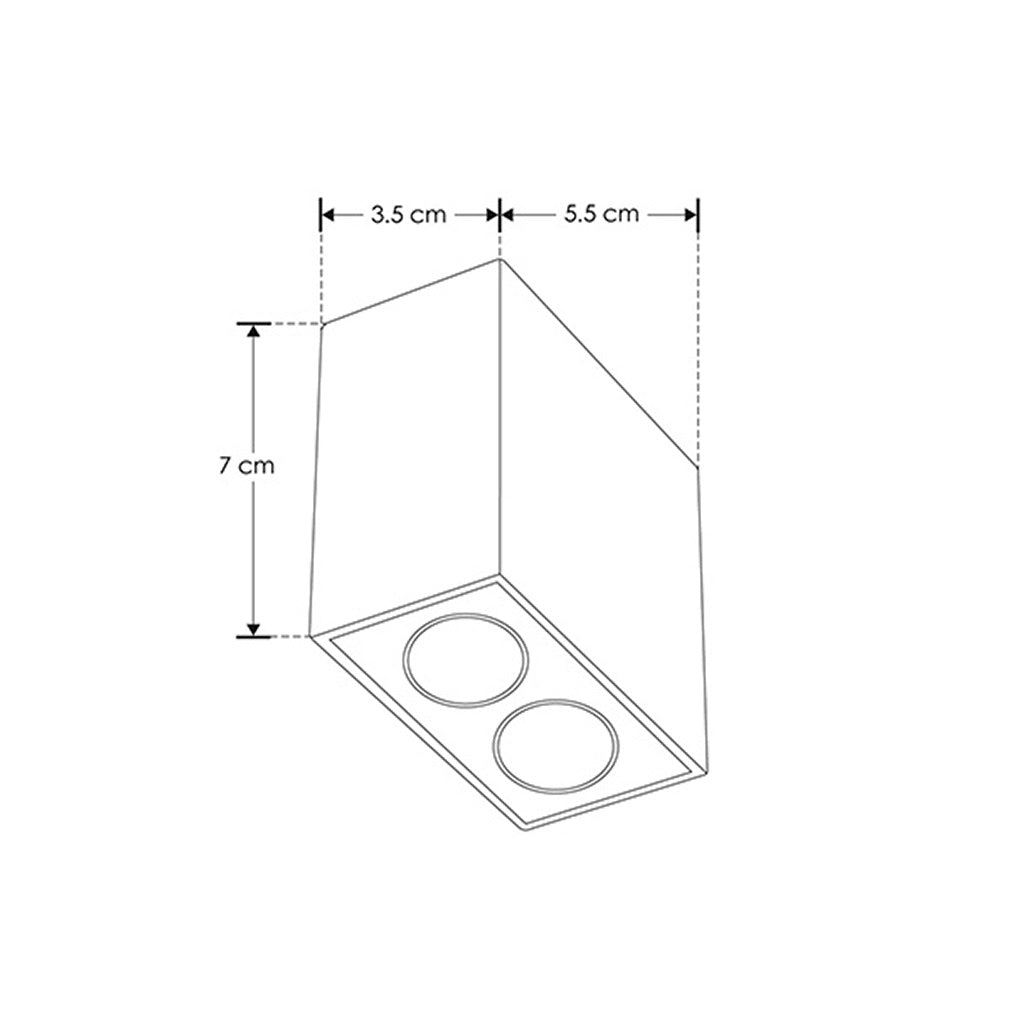 Luminario rectangular sobreponer puntual 4W 36° CRI90 bajo deslumbramiento, todo negro con 2 cuerpos, opciones color de luz 85-277V de iLumileds