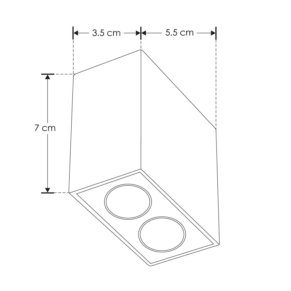 Luminario rectangular sobreponer puntual 4W 36° CRI90 bajo deslumbramiento, todo blanco con 2 cuerpos, opciones color de luz 85-277V de iLumileds