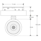 Proyector circular dirigible 15W 24° cambio de color de luz vía app o iterruptor físico de cálido a frío - 2700K - 4100K - 5500K, bajo deslumbramiento con louver honey 48Vcc para riel magnético de iLumileds
