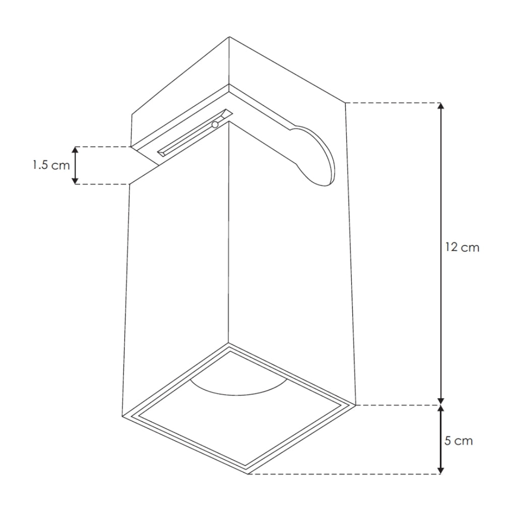 Prisma rectangular LED fijación lateral superior 12W 36° 24Vcc, opciones color de luz cálido (3000K) y neutro (4100K), sistema REVERSI de iLumileds