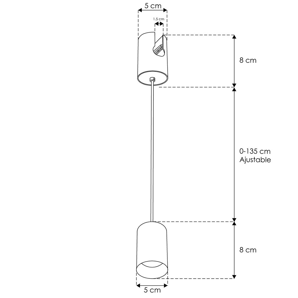 Cilíndro LED para suspender fijación superior 12W 36° 24Vcc, opciones color de luz cálido (3000K) y neutro (4100K), sistema REVERSI de iLumileds