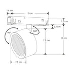 Proyector circular dirigible 7W 24° 3000K bajo deslumbramiento con louver honey 48Vcc para riel magnético de iLumileds