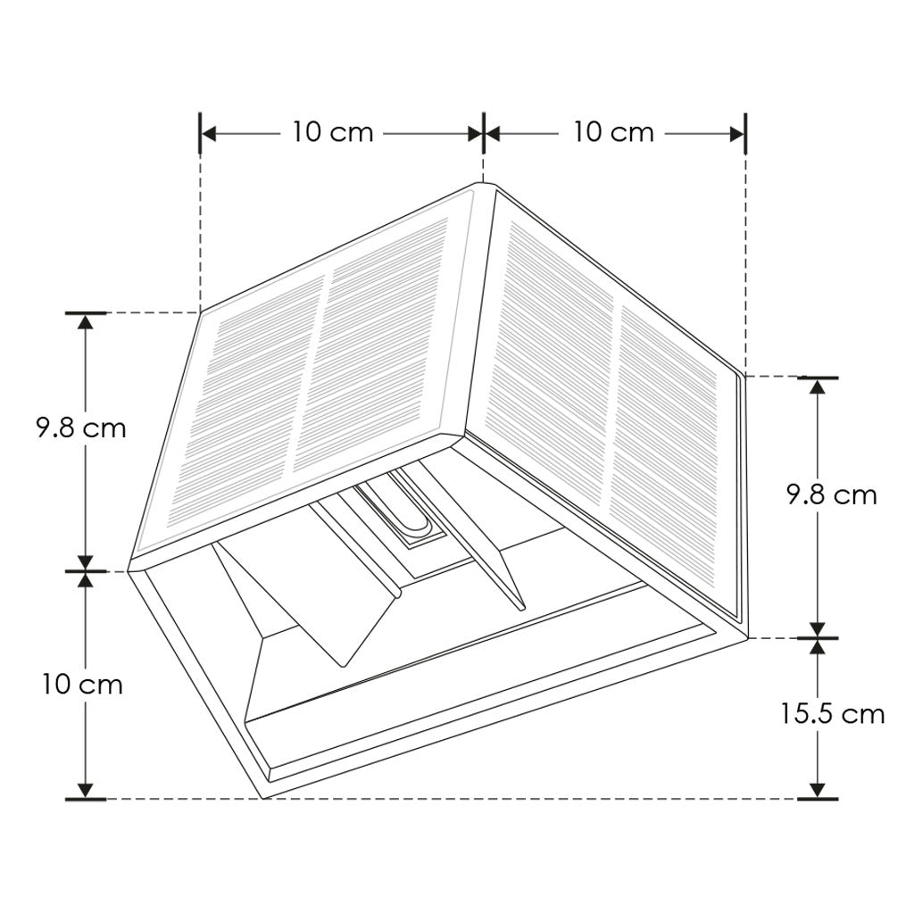 Luminario solar luz bidireccional con cortadores de luz, 3W luz cálida (3000K) de policarbonato de iLumileds