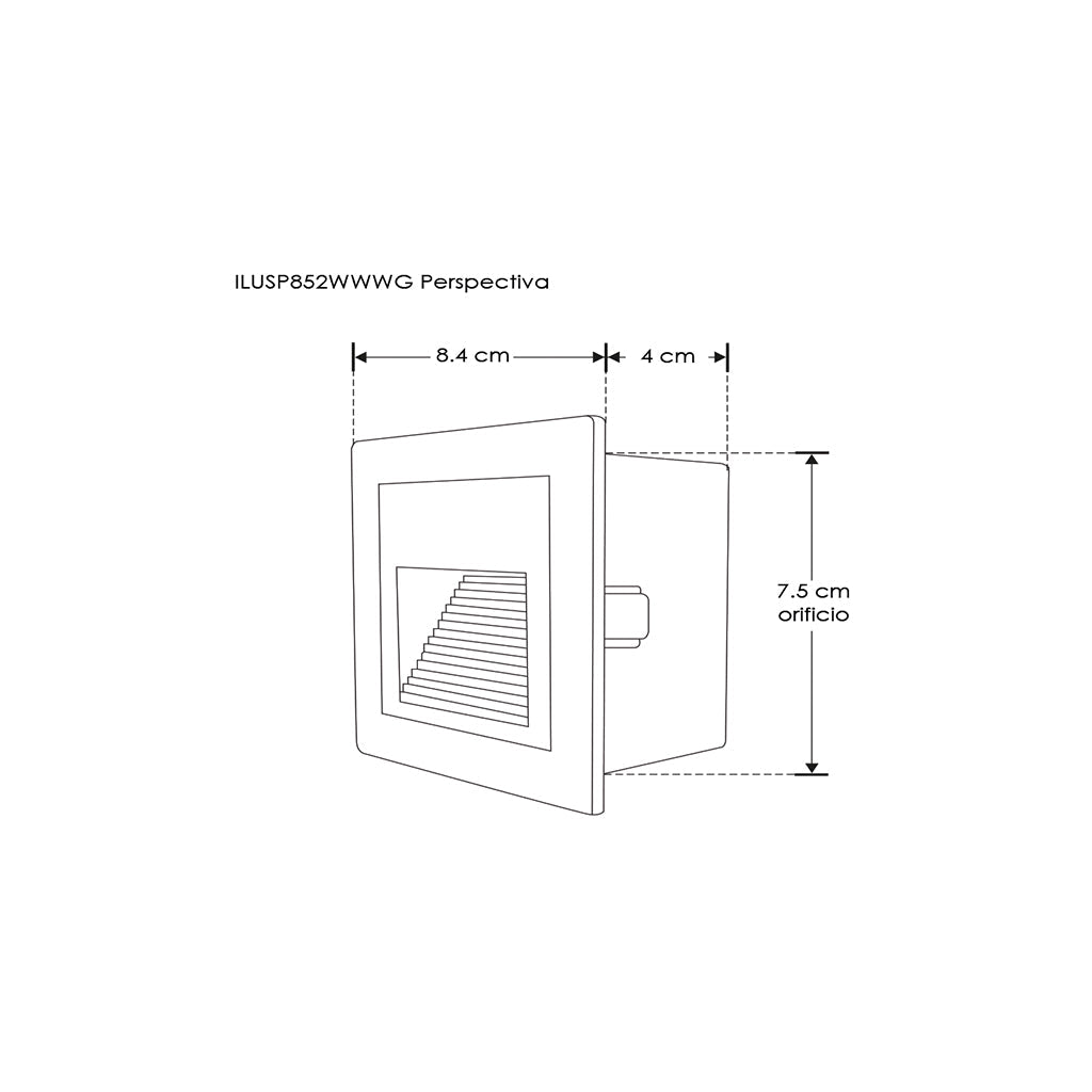 Luminario de aluminio para empotrar en muro 2W Color de luz Neutro Cálido (3000K), incluye housing de iLumileds