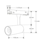 Proyector dirigible acabado blanco 10W 24° 3000K 48Vcc para riel magnético de iLumileds