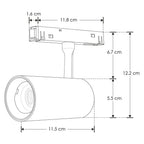 Proyector dirigible acabado blanco 15W 24° 3000K 48Vcc para riel magnético de iLumileds