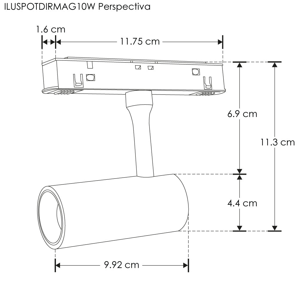 Proyector dirigible 10W 24° 3000K 48Vcc para riel magnético de iLumileds