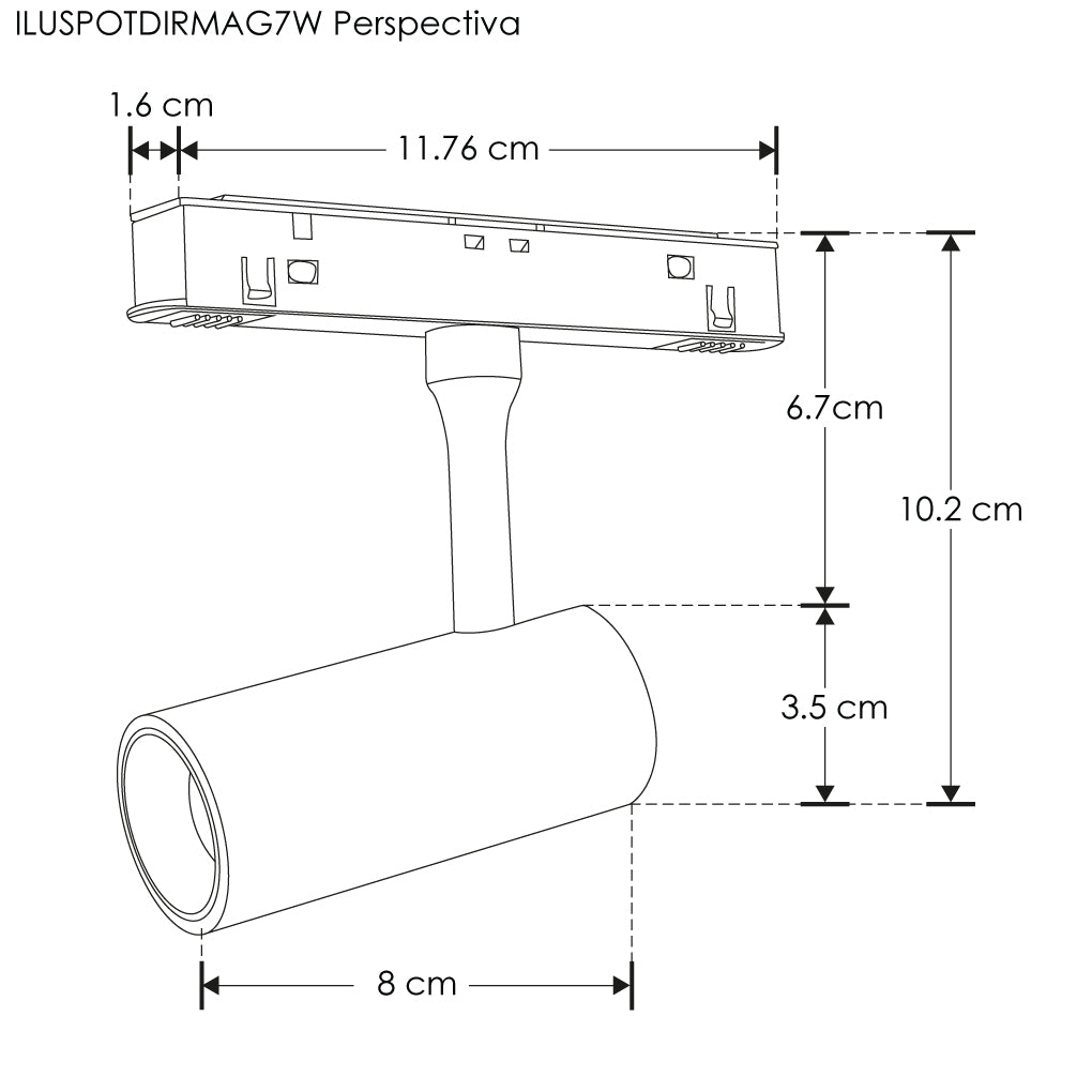 Proyector dirigible 7W 24° 3000K 48Vcc para riel magnético de iLumileds