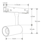 Proyector dirigible acabado blanco 7W 24° 3000K 48Vcc para riel magnético de iLumileds