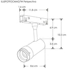 Proyector magnético dirigible 7W, ángulo de apertura ajustable 15 a 50° CRI:90 48Vcc luz neutro cálido de iLumileds