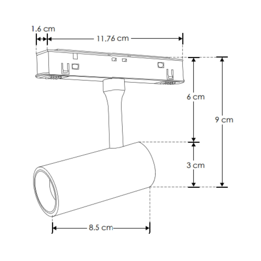 Proyector magnético dirigible 7W 24° CRI:90 48Vcc, acabado dorado, cambio de color de luz vía app o interruptor físico de cálido a frío - 2700K - 4100K - 5500K, de iLumileds