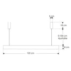 Luminario 40W luz directa 53° (30W) / indirecta 120° (10W) 122cm para suspender, color de luz seleccionable 3000K-4000K-5500K ,fabricado en aluminio acabado negro 85-265V de iLumileds