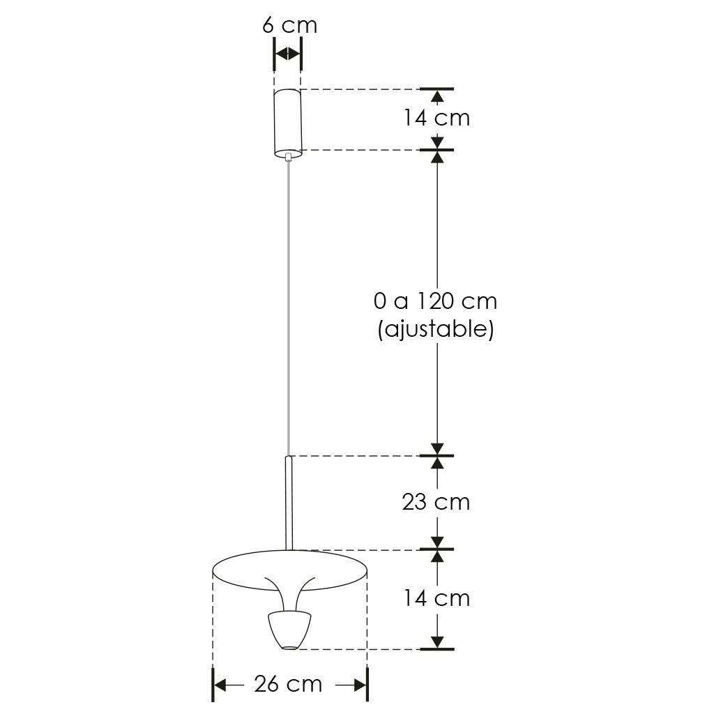 Luminario Cisne suspender luz directa - indirecta Ø26cm acabado negro con difusor blanco 12W luz cálida de iLumileds