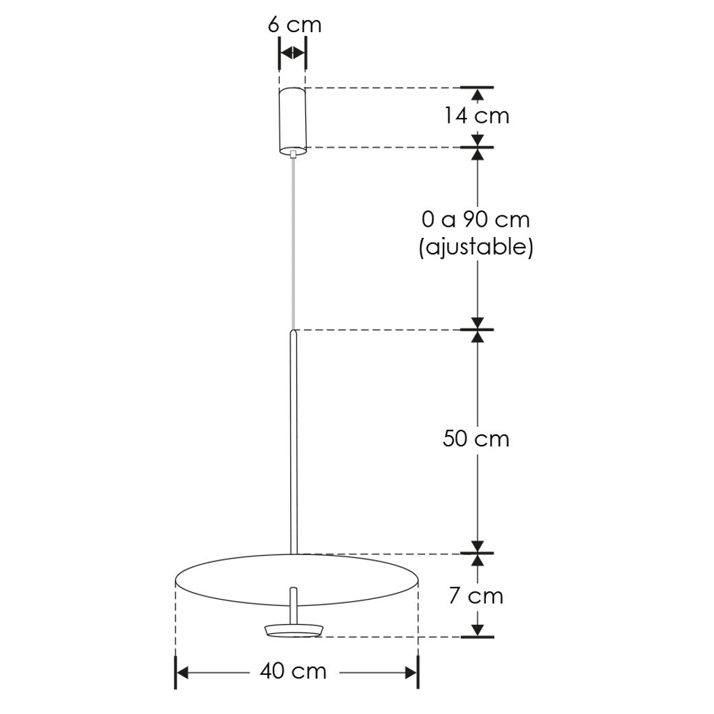 Luminario Degaz suspender plano luz indirecta Ø30cm acabado negro con difusor blanco 10W luz cálida de iLumileds