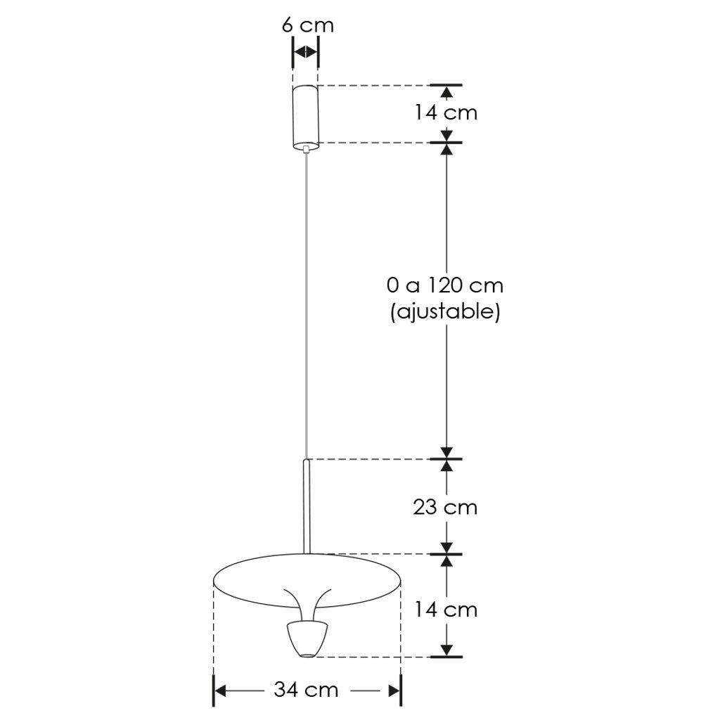 Luminario Cisne suspender luz directa - indirecta Ø34cm acabado negro con difusor blanco 12W luz cálida de iLumileds