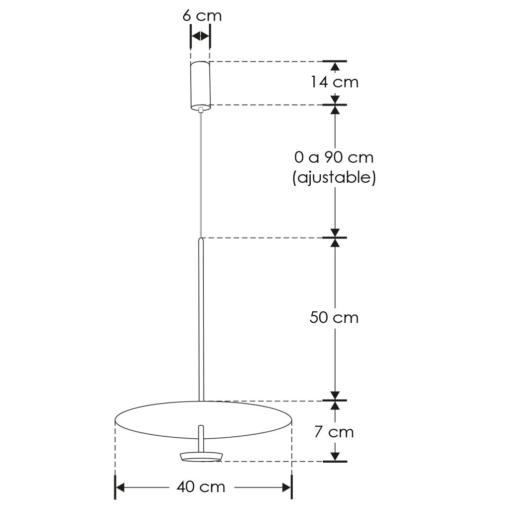 Luminario Degaz para suspender plano luz indirecta Ø40cm acabado negro con difusor blanco 10W luz cálida de iLumileds