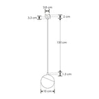 Luminario suspender esferico con acabado negro 5W 130° luz cálida (3000K) 48V cc para mini riel magnético de iLumileds