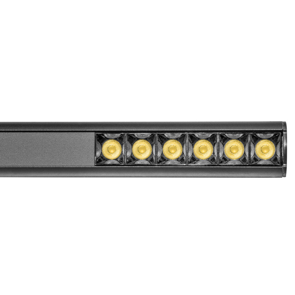 Luminario suspender 25w con 6 cuerpos ópticos 36° 120cm acabado negro opción color de luz de iLumileds