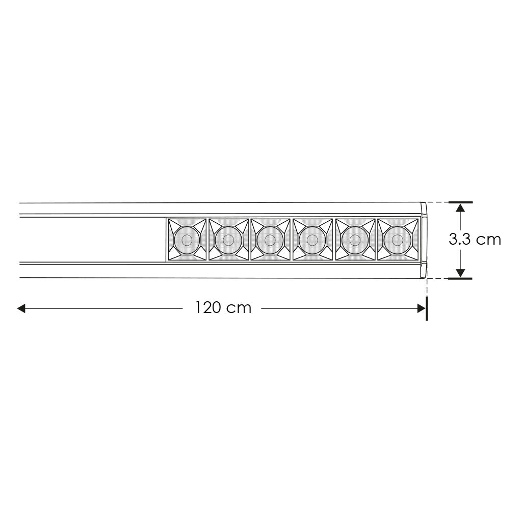 Luminario suspender 25w con 6 cuerpos ópticos 36° 120cm acabado negro opción color de luz de iLumileds