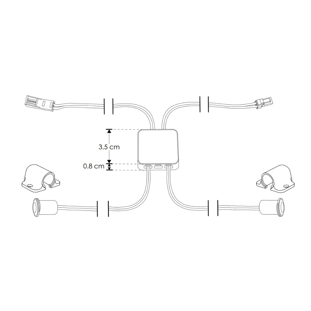 Sensor de cierre de puertas para tira de LED, 72 Watts- 144 Watts, incluye dos sensores con 1.9m de cable cada uno con bases de sobreponer, controlador con conectores CONGABM / CONGABH, 12-24V cc de iLumileds