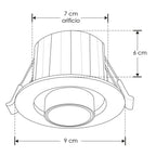 Luminario telescopico dirigible 6W 38° con cambio de color ajustable (Cálido / Neutro / Frío) para empotrar de iLumileds