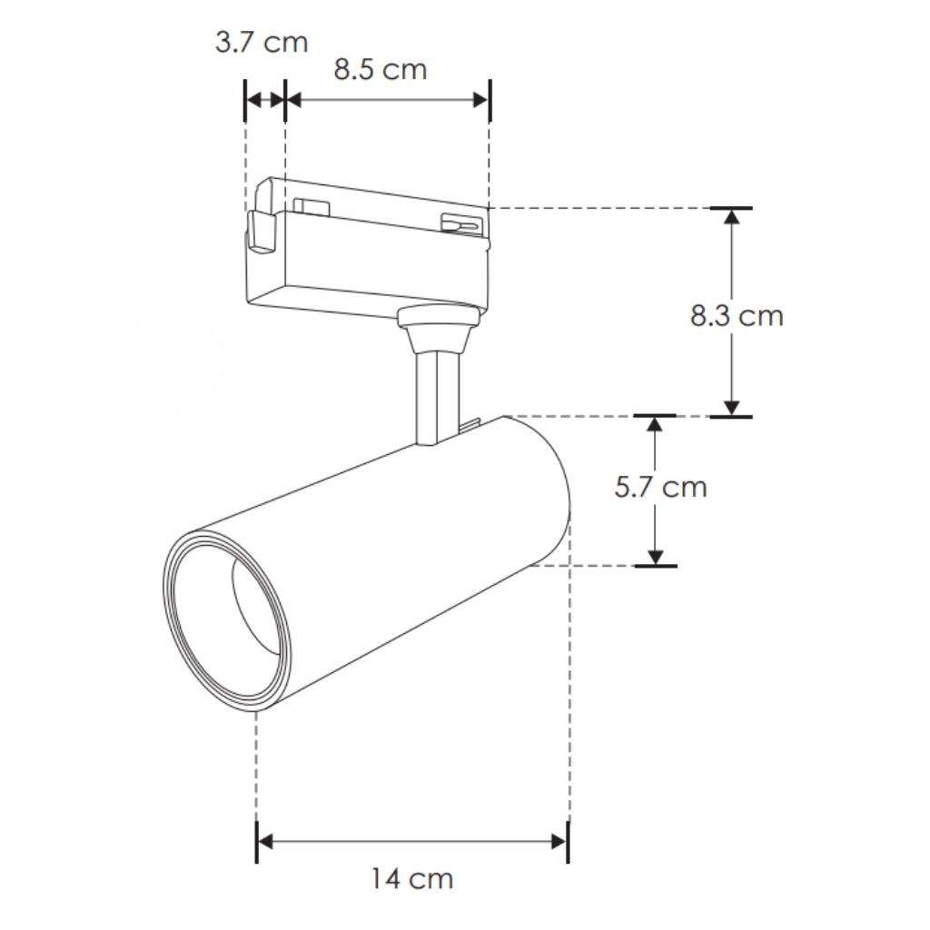 Proyector para riel electrificado 12W 35° acabado negro, color de luz seleccionable con switch (cálido - 3000K, neutro - 4000K, frío 6000K) 85-265V de iLumileds