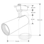 Proyector para riel 12W 35° acabados negro o blanco, luz Neutro Cálido o Neutro 85-265V de iLumileds