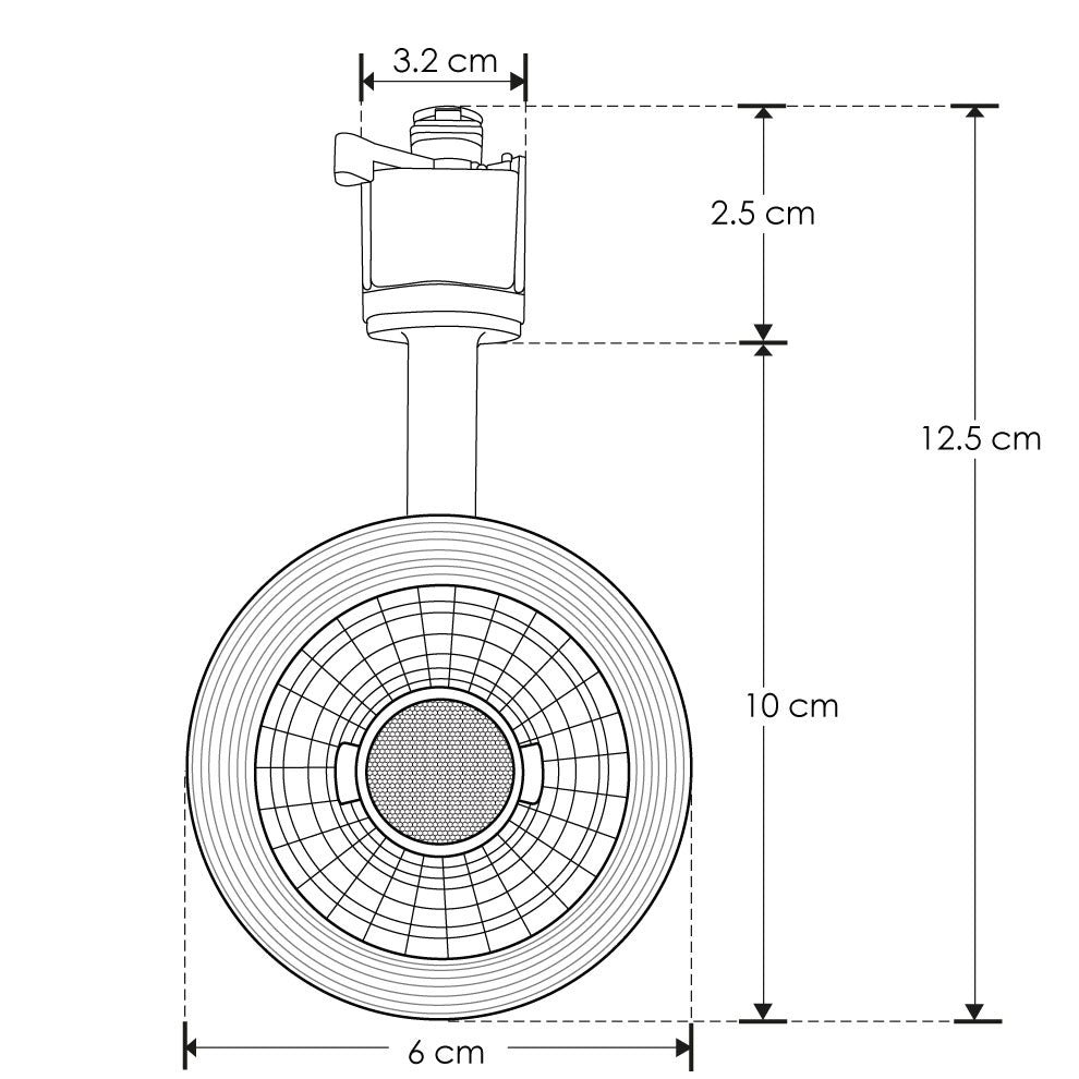 Proyector para riel 12W 35° acabados negro o blanco, luz Neutro Cálido o Neutro 85-265V de iLumileds