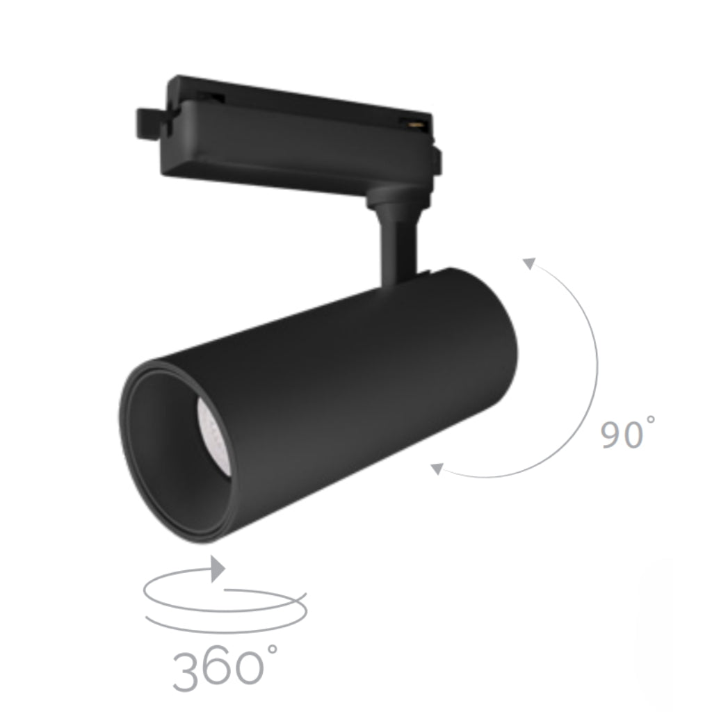 Proyector para riel electrificado 30W 35° acabado negro, color de luz seleccionable con switch (cálido - 3000K, neutro - 4000K, frío 6000K) 85-265V de iLumileds