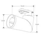 Proyector cilíndrico ajustable para riel eléctrificado, para MR16 GU10 acabado negro o blanco de iLumileds