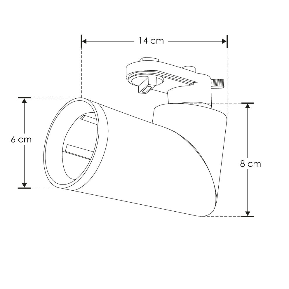 Proyector cilíndrico ajustable para riel eléctrificado, para MR16 GU10 acabado negro o blanco de iLumileds